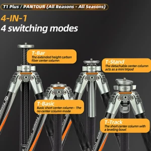 سه پایه دوربین فوتوپرو مدل T1 Plus نوع هد T-Bar